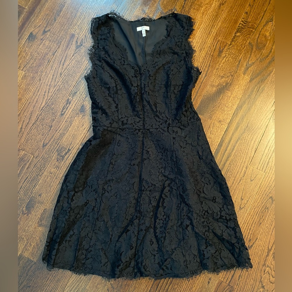 Joie mini dress cocktail dress sleeveless lace v-neck black caviar party women M